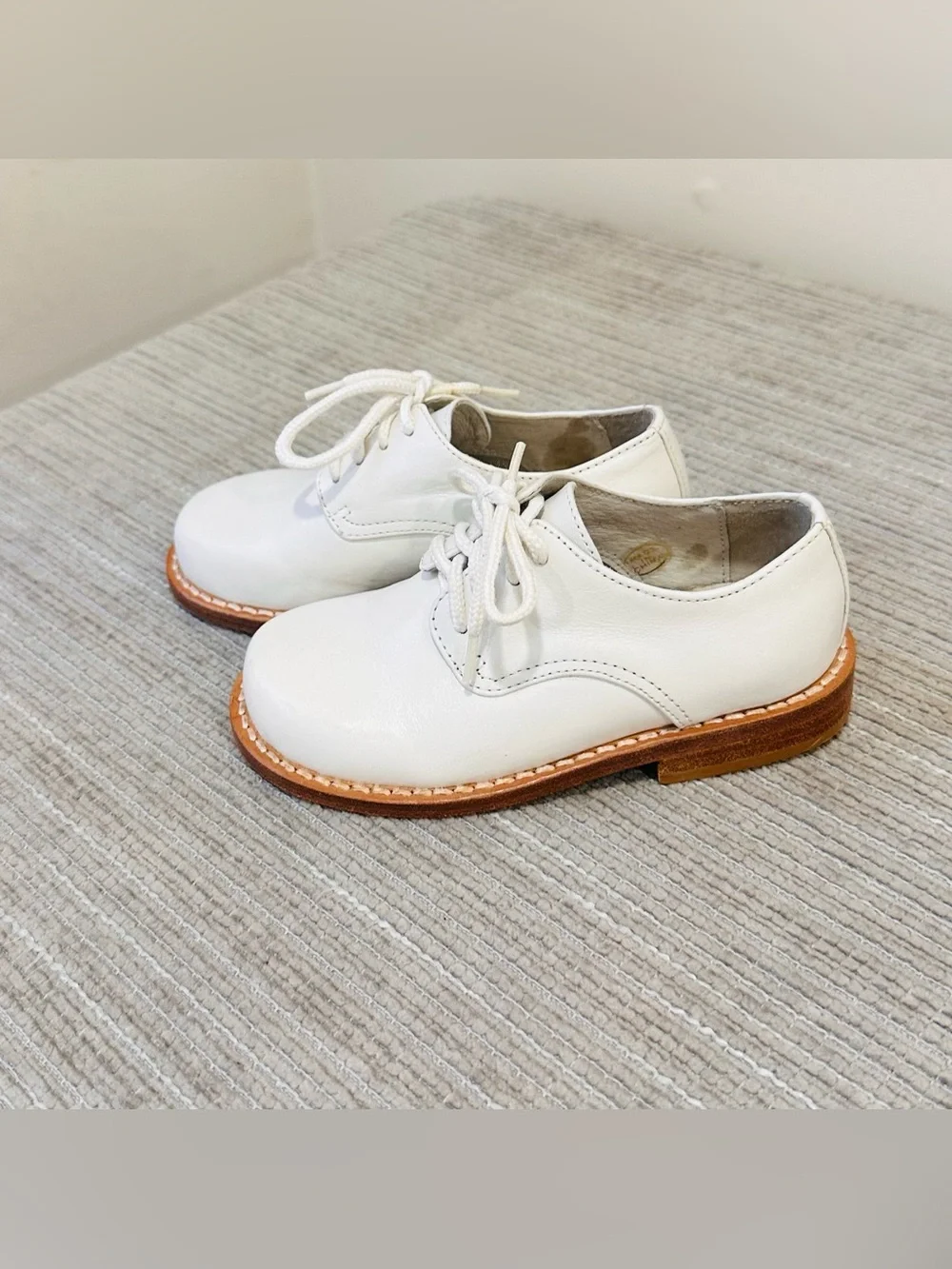 Vintge Strasburg Children White Leather Lace Up Oxfords Dress Shoes Toddler 8